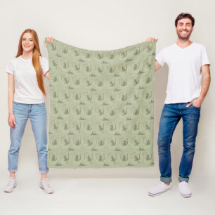 Elegante Art Deco Katzen - Grün Fleecedecke