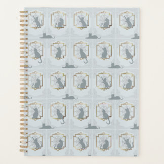 Elegante Art Deco Katzen - Hellgrau Planer