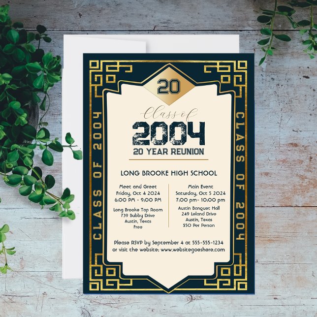 Elegante Art-Deco-Klasse 2004 20 Jahre HS-Wiederse Einladung (Von Creator hochgeladen)