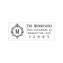 Elegante Art Deco Monogram Family Rücksendeadresse Gummistempel