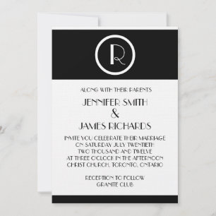 Elegante Art Deco Monogram R Wedding Einladung
