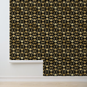 Elegante Art Deco Muster Gold Schwarz Tapete