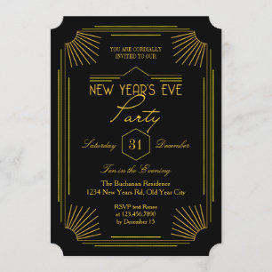 Elegante Art Deco New Year's Eve Party Einladung