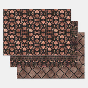 Elegante Art Deco-Roségold-Muster Geschenkpapier Set