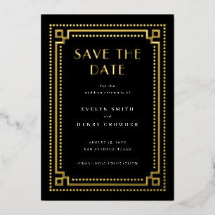 Elegante Art Deco Save the Date Karte mit Grenzen