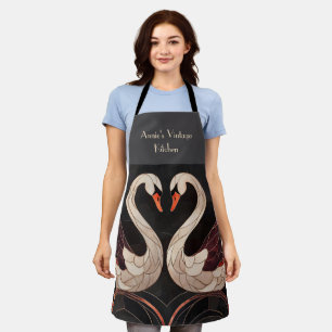 Elegante Art Deco Schwäne bilden ein Herz Schürze