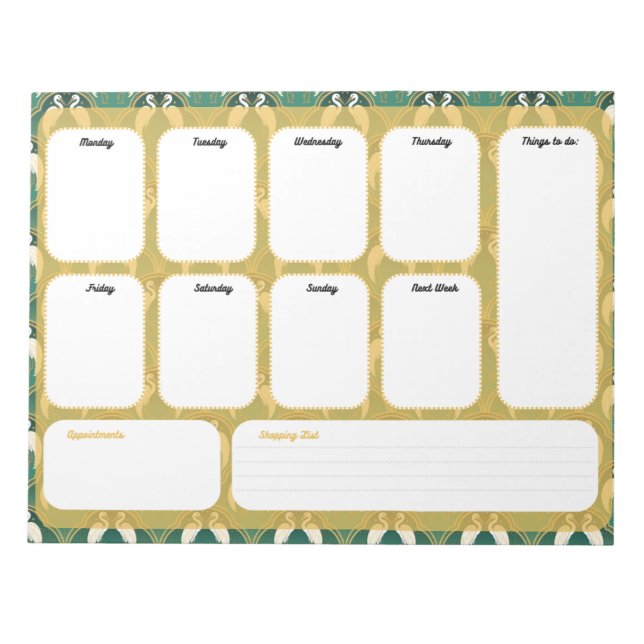 Elegante Art Déco Wochenplaner - Woche Notizblock (Vorderseite)