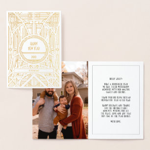 Elegante Art Deko Foto Happy New Year Folienkarte
