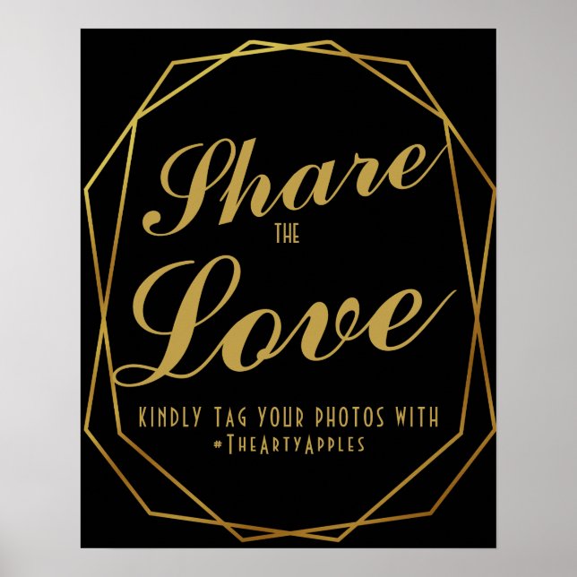 Elegante Art Deko Gold & Black Social Media Hashta (Vorne)