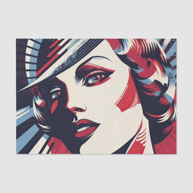 Elegante Art Deko Lady Seidenpapier (Vorderseite)