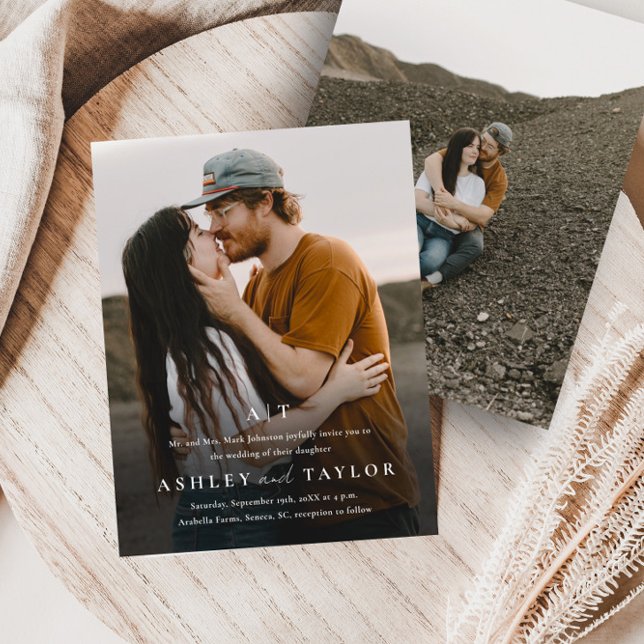 Elegante Art Monogram Foto Wedding Einladung (Von Creator hochgeladen)