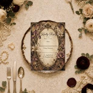 Elegante Art Nouveau Blumenhochzeit RSVP Karte