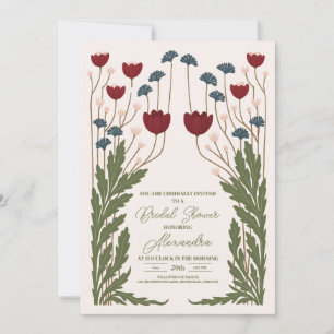 Elegante Art Nouveau-Brautparty mit floralen Motiv Einladung