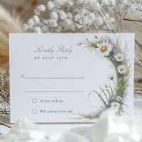 Elegante Art Nouveau Daisy Wedding RSVP Card