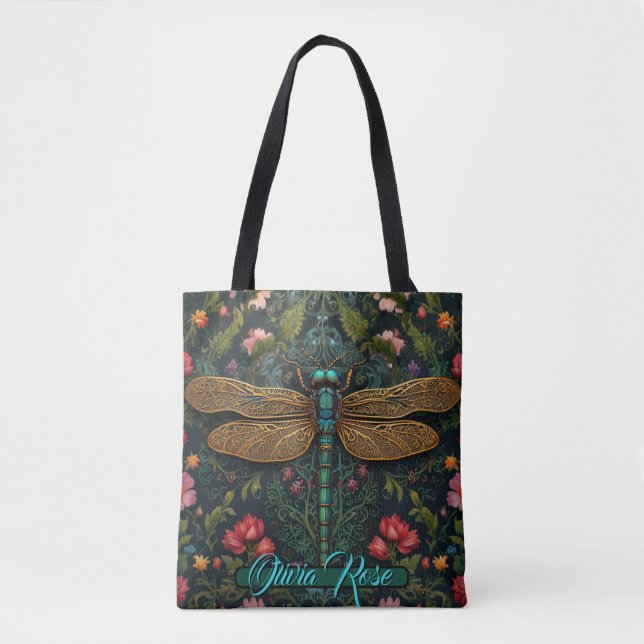 Elegante Art Nouveau Dragonfly boho botanisch (Vorderseite)