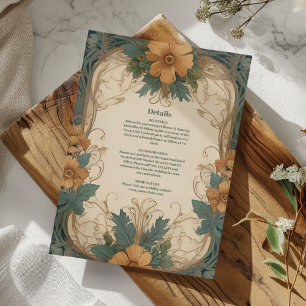 Elegante Art Nouveau Florale Hochzeit Begleitkarte