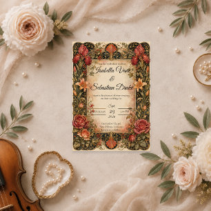 Elegante Art Nouveau Florale Hochzeit Einladung