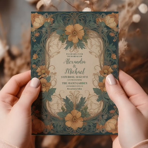 Elegante Art Nouveau Florale Hochzeit  Einladung