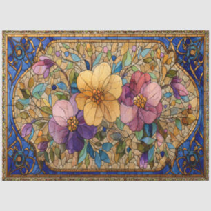 Elegante Art Nouveau Glasmalerei Blumen Seidenpapier