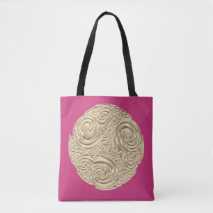 Elegante Art Nouveau Gold Fuschia Rosa Medaillon