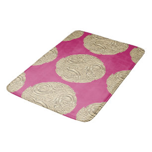 Elegante Art Nouveau Gold Fuschia Rosa Medaillon Badematte