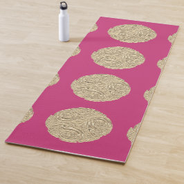 Elegante Art Nouveau Gold Fuschia Rosa Medaillon Yogamatte
