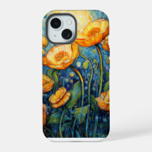 Elegante Art Nouveau Goldgelbe Mohn-Mosaik