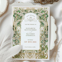 Elegante Art Nouveau Hochzeit-Einladungskarte zum