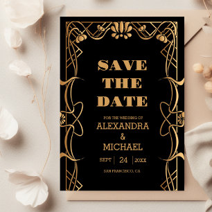 Elegante Art Nouveau-Hochzeit Save The Date