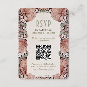 Elegante Art Nouveau-Hochzeits-Antwortkarte mit QR Einladung