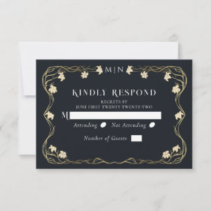 Elegante Art Nouveau Lilly Wedding RSVP Karte