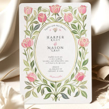 Elegante Art Nouveau-Rosa-Rosen-Hochzeit