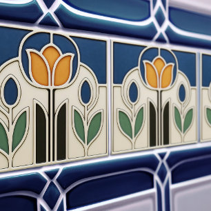 Elegante Art Nouveau Tulpen-Keramikfliese Fliese