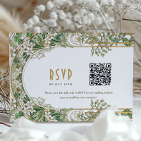 Elegante Art Nouveau Wedding RSVP Card mit QR Code