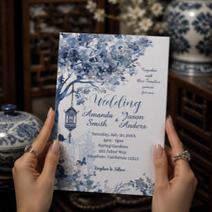 Elegante asiatisch inspirierte romantische Hochzei Einladung