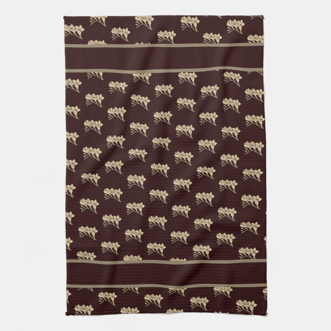 Elegante asiatische Gladioli-Blume Blumenbraun Geschirrtuch (Vertikal)