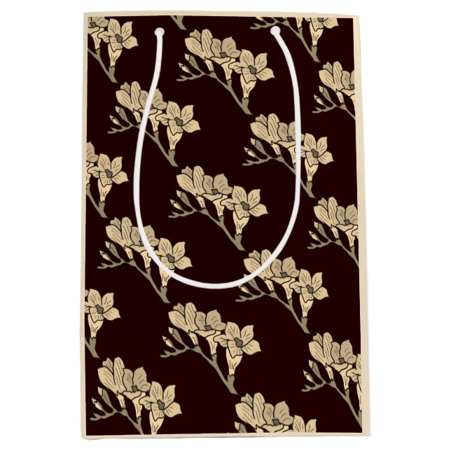 Elegante asiatische Gladioli-Blume Blumenbraun Mittlere Geschenktüte (Vorderseite)