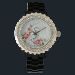 Elegante Asiatische Krane und Blossom Art Armbanduhr<br><div class="desc">Hübscher, komplizierter Kran und Blume asiatische Malerei.</div>