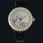 Elegante Asiatische Krane und Blossom Art Armbanduhr<br><div class="desc">Hübscher, komplizierter Kran und Blume asiatische Malerei.</div>