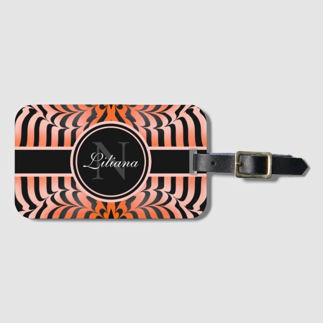 Elegante Ästhetik Orange & Black Tiger Skin Print Gepäckanhänger (Vorderseite (Horizontal))