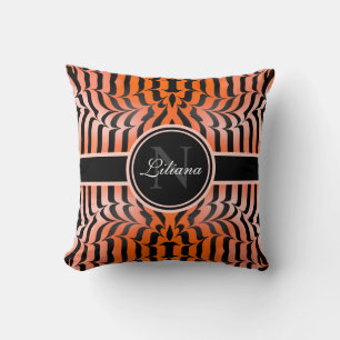 Elegante Ästhetik Orange & Black Tiger Skin Print Kissen
