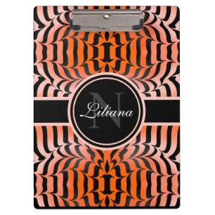Elegante Ästhetik Orange & Black Tiger Skin Print Klemmbrett