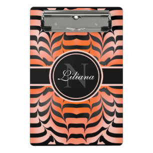 Elegante Ästhetik Orange & Black Tiger Skin Print Mini Klemmbrett
