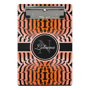 Elegante Ästhetik Orange & Black Tiger Skin Print Mini Klemmbrett