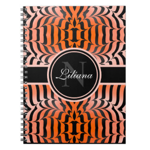 Elegante Ästhetik Orange & Black Tiger Skin Print Notizblock