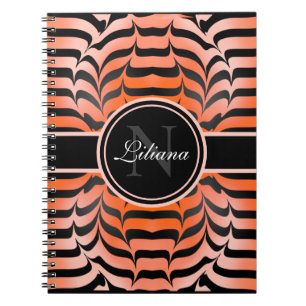 Elegante Ästhetik Orange & Black Tiger Skin Print Notizblock