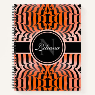 Elegante Ästhetik Orange & Black Tiger Skin Print Notizbuch