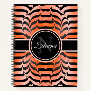 Elegante Ästhetik Orange & Black Tiger Skin Print Notizbuch