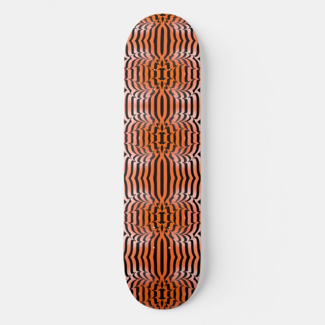 Elegante Ästhetik Orange & Black Tiger Skin Print Skateboard (Vorderseite)