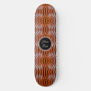 Elegante Ästhetik Orange & Black Tiger Skin Print Skateboard